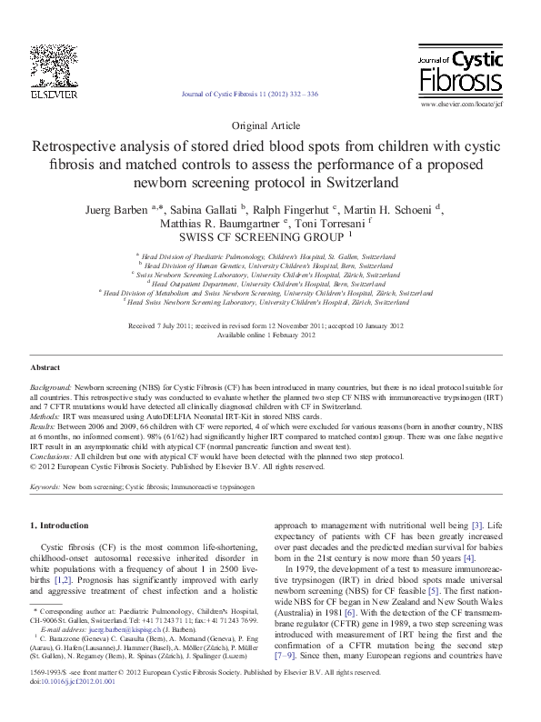 (PDF) Retrospective analysis of stored dried blood spots from children ...