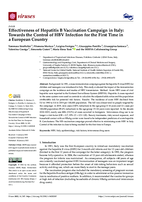 (PDF) Effectiveness of Hepatitis B Vaccination Campaign in Italy ...
