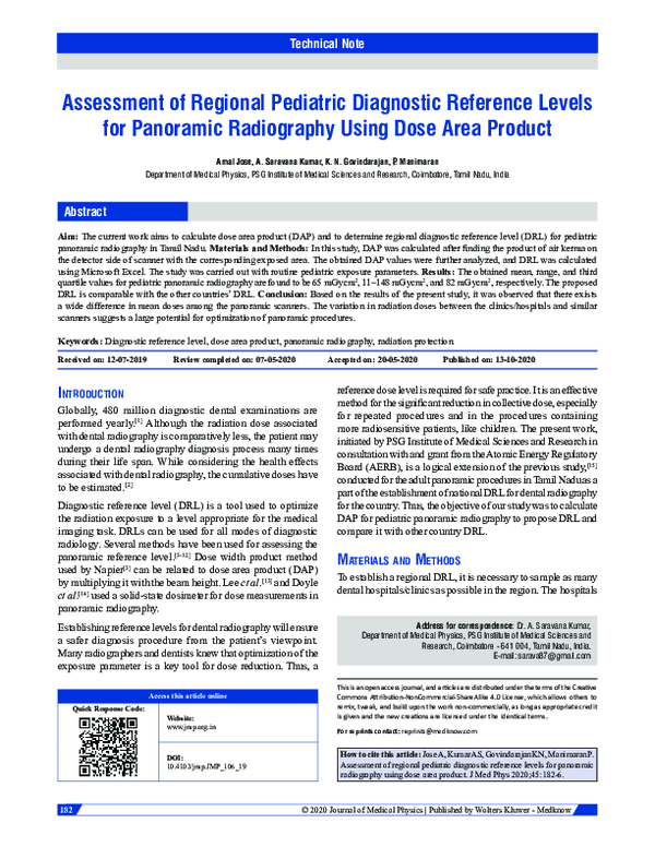 (PDF) Assessment of regional pediatric diagnostic reference levels for ...