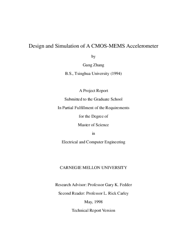 (PDF) Design and Simulation of a CMOS-MEMS Accelerometer