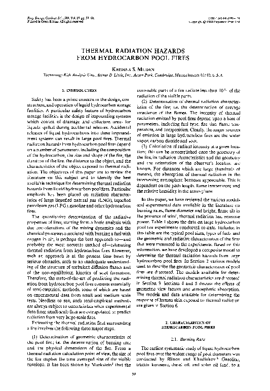(PDF) Thermal radiation hazards from hydrocarbon pool fires