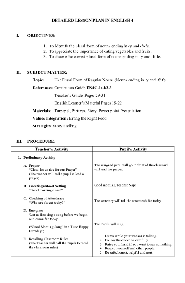 (DOC) DETAILED LESSON PLAN IN ENGLISH 4