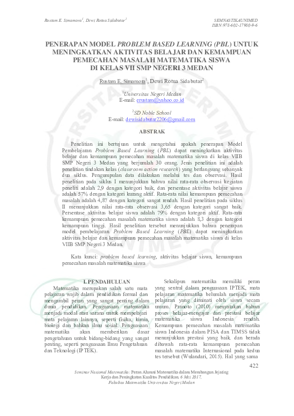 (PDF) Penerapan Model Problem Based Learning (PBL) Untuk Meningkatkan ...