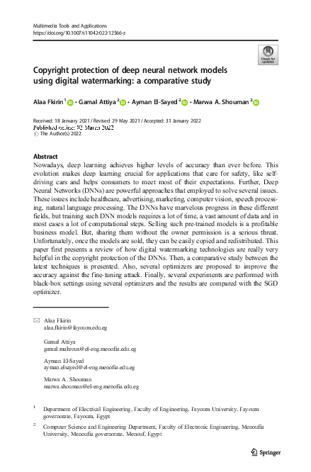 (PDF) Copyright protection of deep neural network models using digital ...