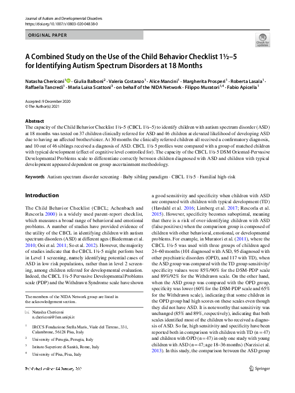 (PDF) A Combined Study on the Use of the Child Behavior Checklist 1½–5 ...