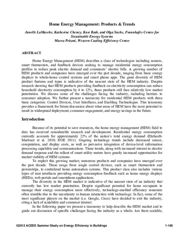 (PDF) Home Energy Management Products & Trends Marco Pritoni