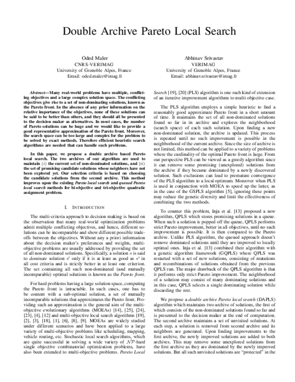 (PDF) Double archive Pareto local search