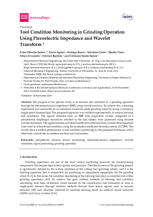 (PDF) Tool Condition Monitoring in Grinding Operation Using ...