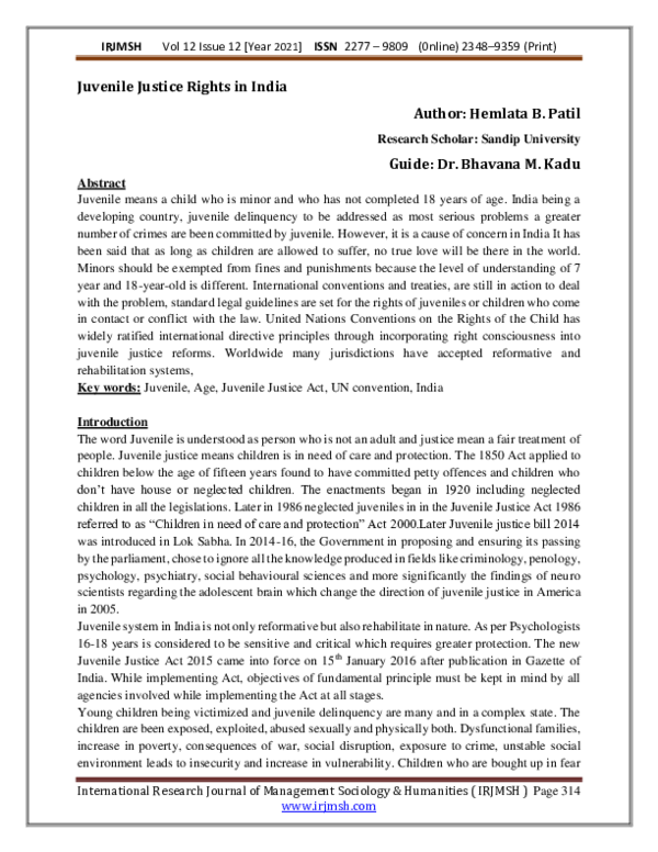(PDF) Juvenile Justice Rights in India