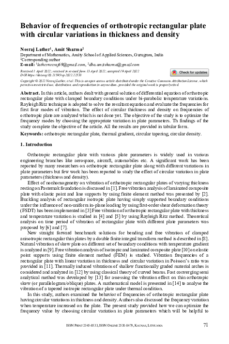 (PDF) Behavior of frequencies of orthotropic rectangular plate with ...