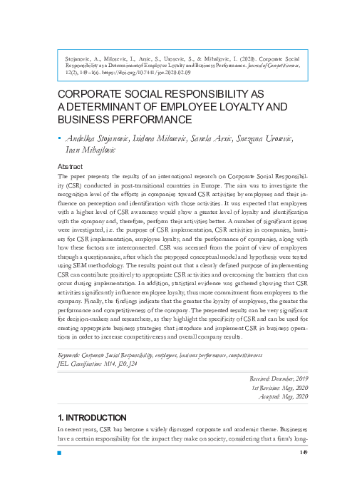 (PDF) Corporate Social Responsibility as a Determinant of Employee ...