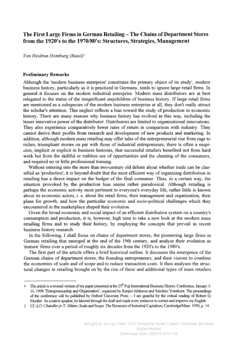 (PDF) The First Large Firms in German Retailing - The Chains of ...