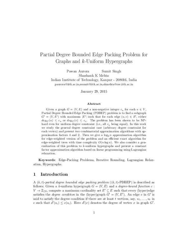 (PDF) Partial degree bounded edge packing problem for graphs and $$k ...