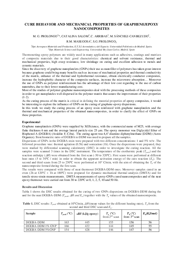 (PDF) Cure behavior and mechanical properties of graphene/epoxy ...