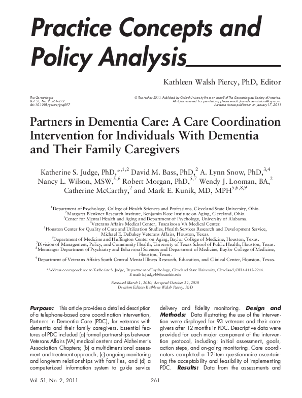 (PDF) Partners in Dementia Care: A Care Coordination Intervention for ...