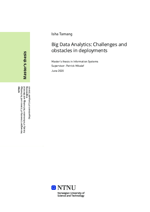(PDF) Big Data Analytics: Challenges and obstacles in deployments