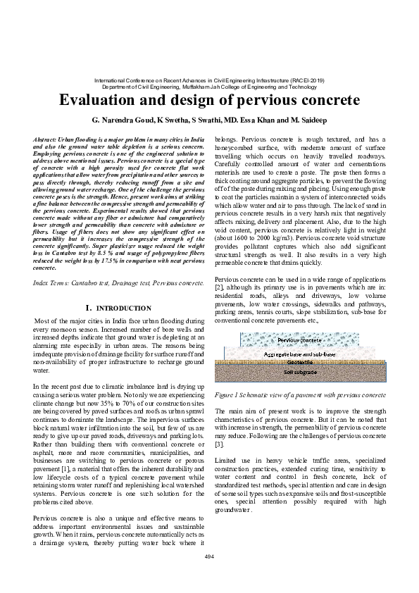 (PDF) Evaluation and design of pervious concrete