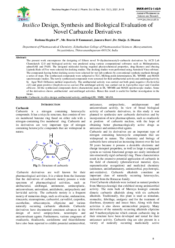 (PDF) Insilico Design, Synthesis and Biological Evaluation of Novel ...