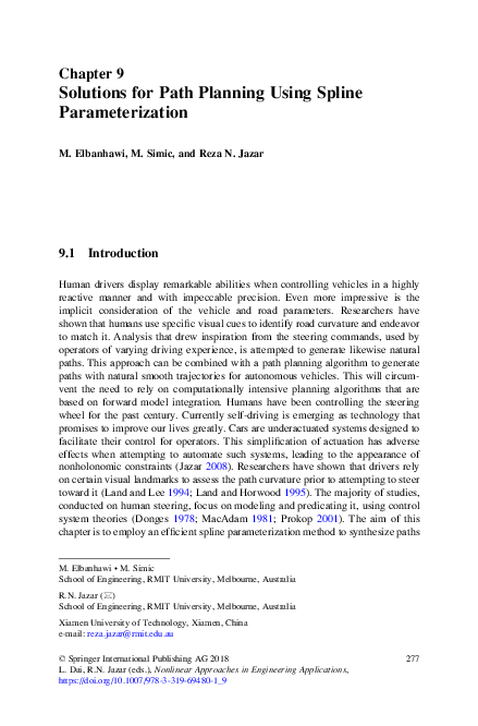 (PDF) Solutions for Path Planning Using Spline Parameterization