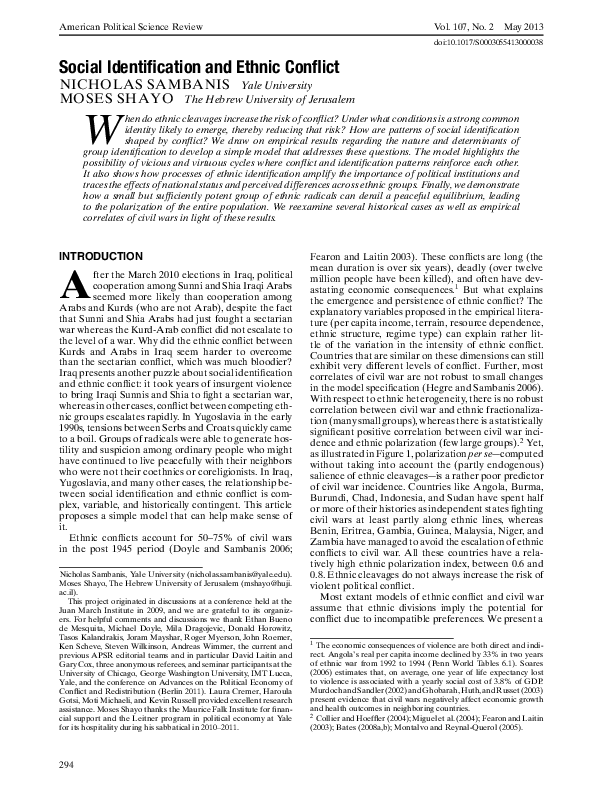 (PDF) Social Identification and Ethnic Conflict