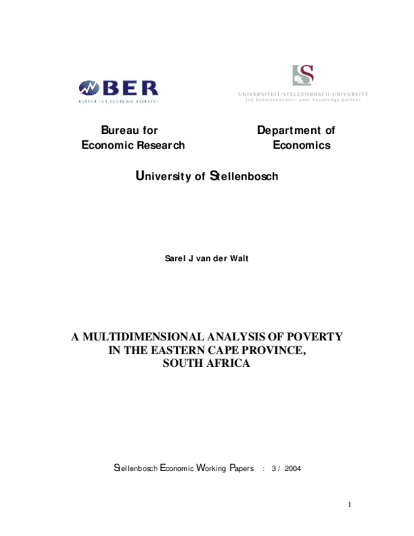 (PDF) A Multidimensional Analysis of Poverty in the Eastern Cape ...