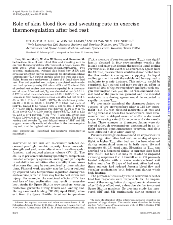 (PDF) Role of skin blood flow and sweating rate in exercise ...