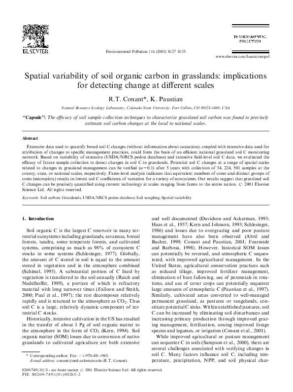 (PDF) Spatial variability of soil organic carbon in grasslands ...