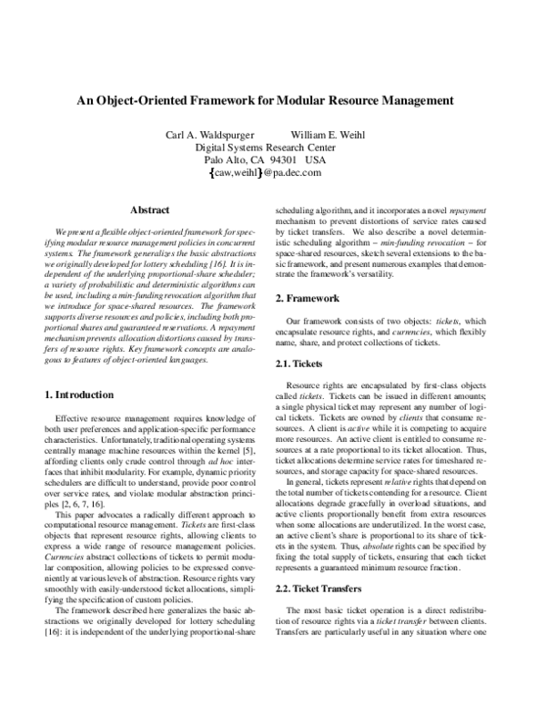 (PDF) An object-oriented framework for modular resource management