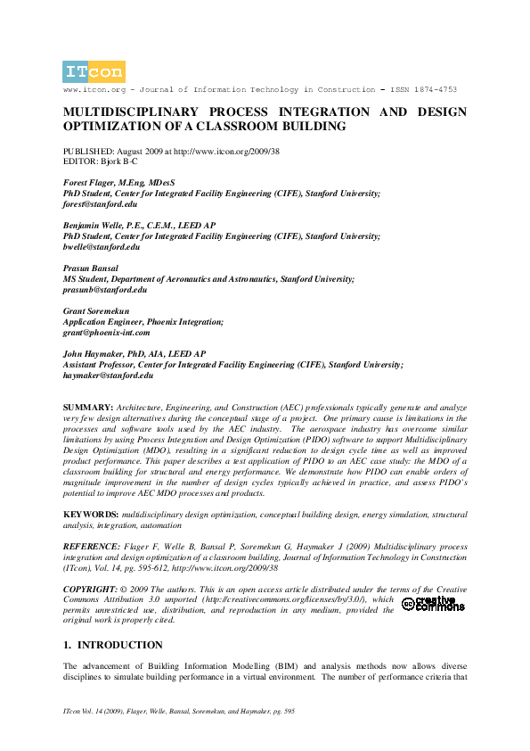 (PDF) Multidisciplinary Process Integration and Design Optimization of ...