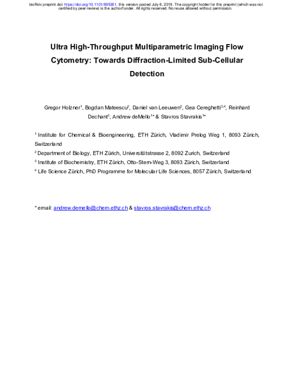 (PDF) Ultra High-Throughput Multiparametric Imaging Flow Cytometry ...