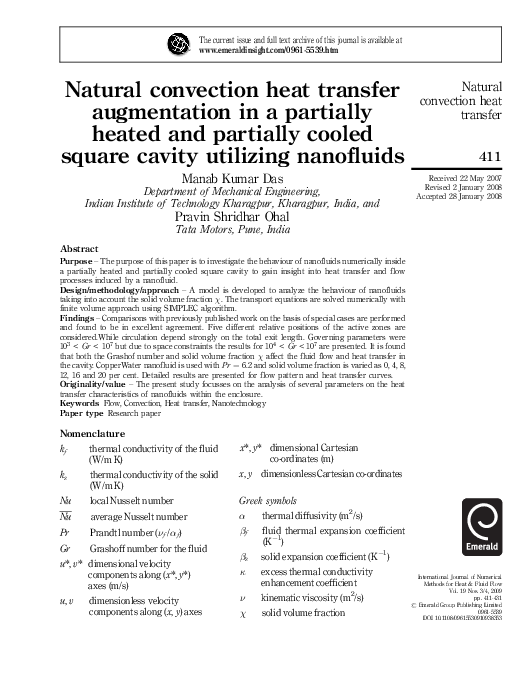 (PDF) Natural convection heat transfer augmentation in a partially ...