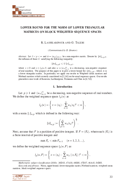 (PDF) Lower bound for the norm of lower triangular matrices on block ...