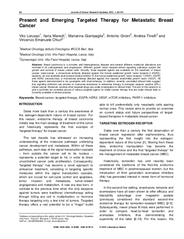(PDF) Present and Emerging Targeted Therapy for Metastatic Breast Cancer