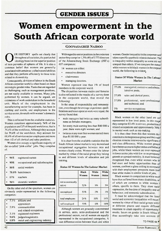 (PDF) Women empowerment in the South African corporate world