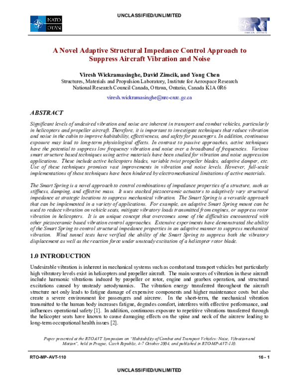 (PDF) Passive and active designs for noise and vibrations reduction in aircraft cabins
