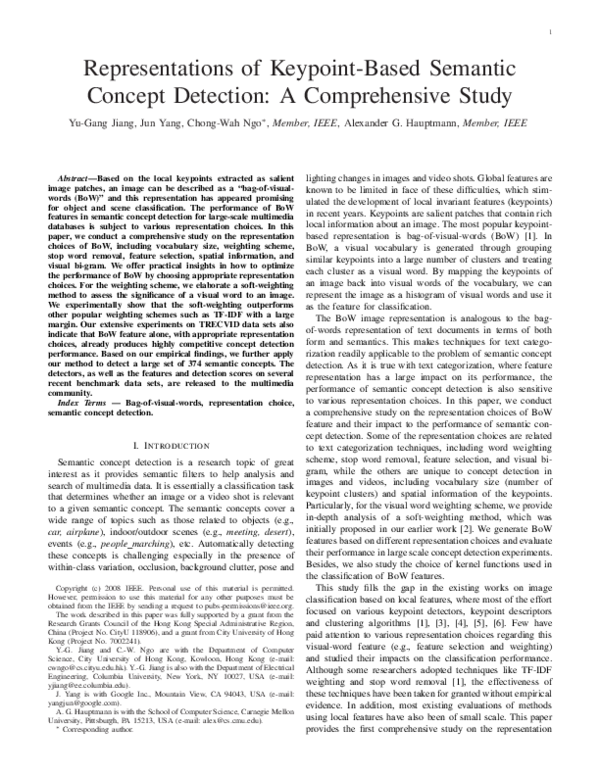 (PDF) Representations of Keypoint-Based Semantic Concept Detection: A ...