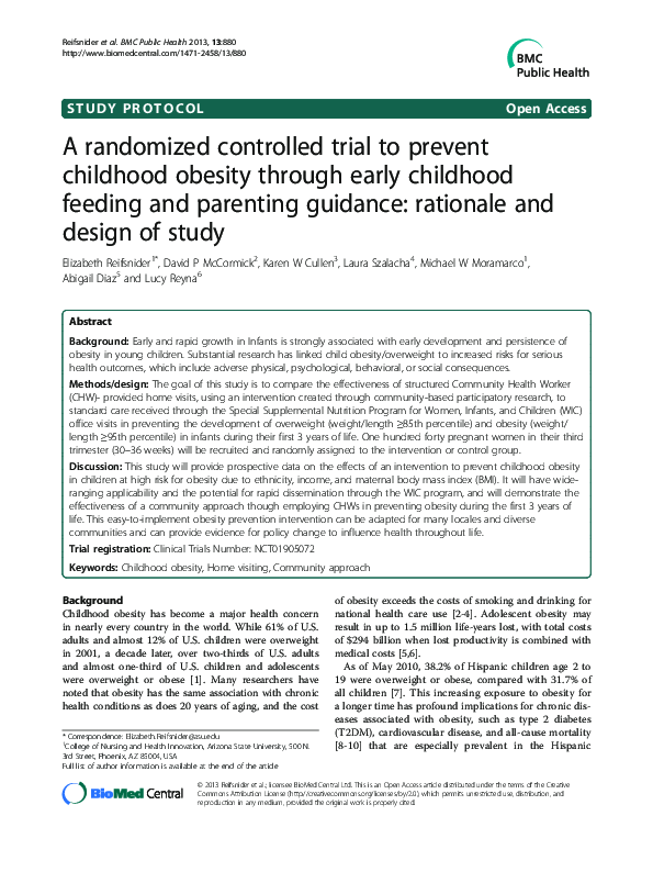 (PDF) A randomized controlled trial to prevent childhood obesity ...