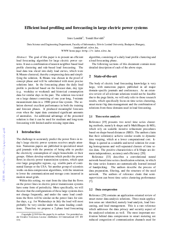 (PDF) Efficient Load Profiling and Forecasting in Large Electric Power ...