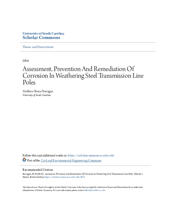 (PDF) Assessment, Prevention And Remediation Of Corrosion In Weathering