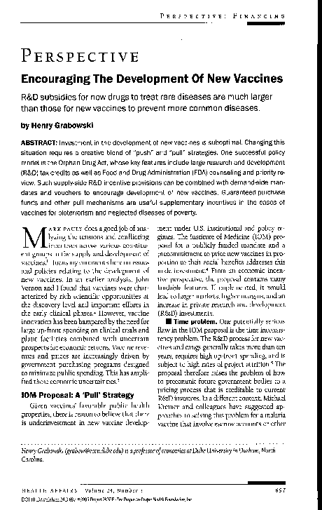 (PDF) Encouraging The Development Of New Vaccines R&D subsidies for new ...