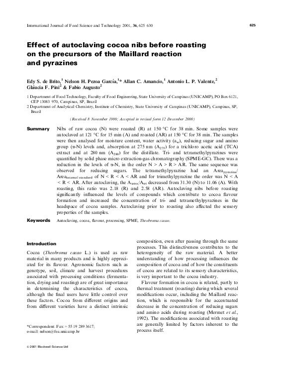 (PDF) Effect of autoclaving cocoa nibs before roasting on the ...