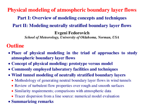 (PDF) Physical modeling of atmospheric boundary layer flows