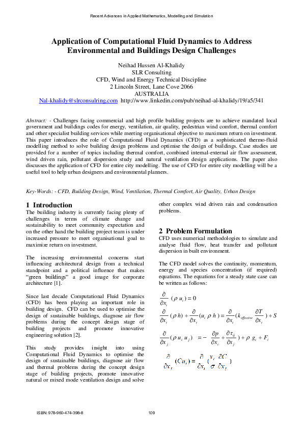(PDF) Application of Computational Fluid Dynamics to Address ...