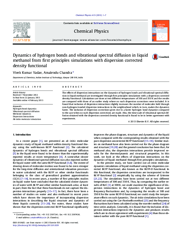 (PDF) Dynamics of hydrogen bonds and vibrational spectral diffusion in ...
