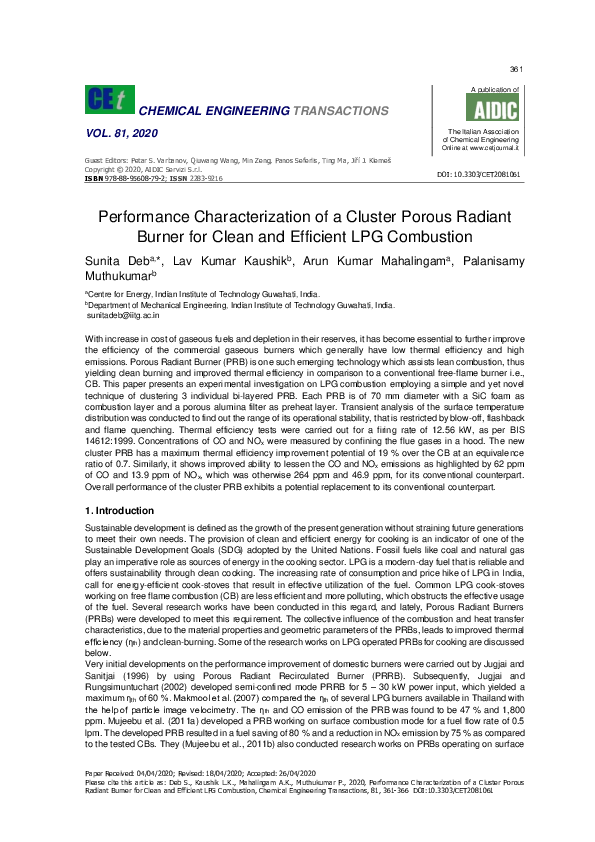 (PDF) Performance Characterization of a Cluster Porous Radiant Burner ...