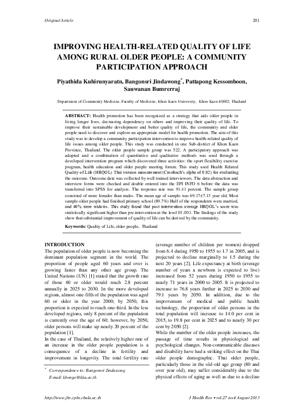 (PDF) Improving Health-Related Quality of Life among Rural Older People ...