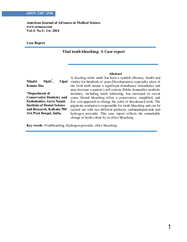 (PDF) Vital Tooth Bleaching A Case Report Gantulga Batbayar