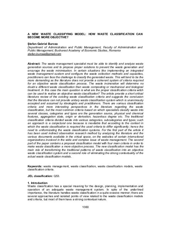 (PDF) A New Waste Classifying Model: How Waste Classification Can ...