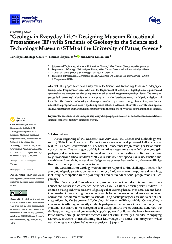 (PDF) “Geology in Everyday Life” Designing Museum Educational