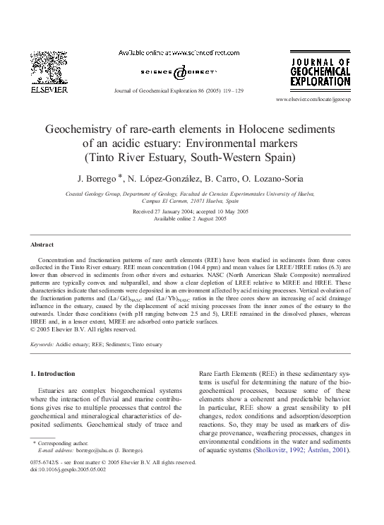 (PDF) Geochemistry of rare-earth elements in Holocene sediments of an ...